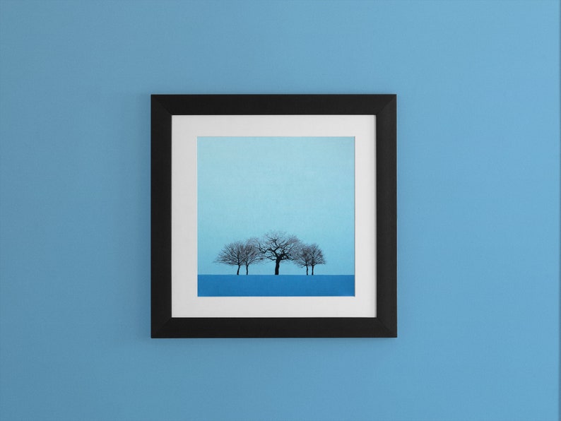 G / Blue winter tree / glicee fine art print / forest / woods/ seasons / modern / landscape image 2