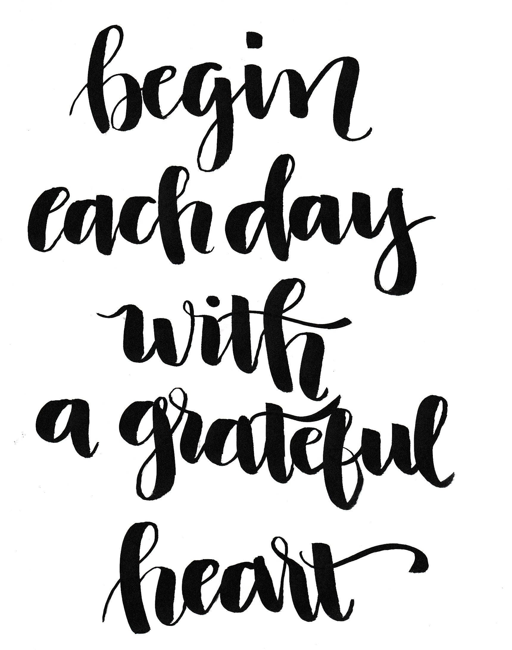 Begin each day... Hand Lettering Quote Ready to Print | Etsy