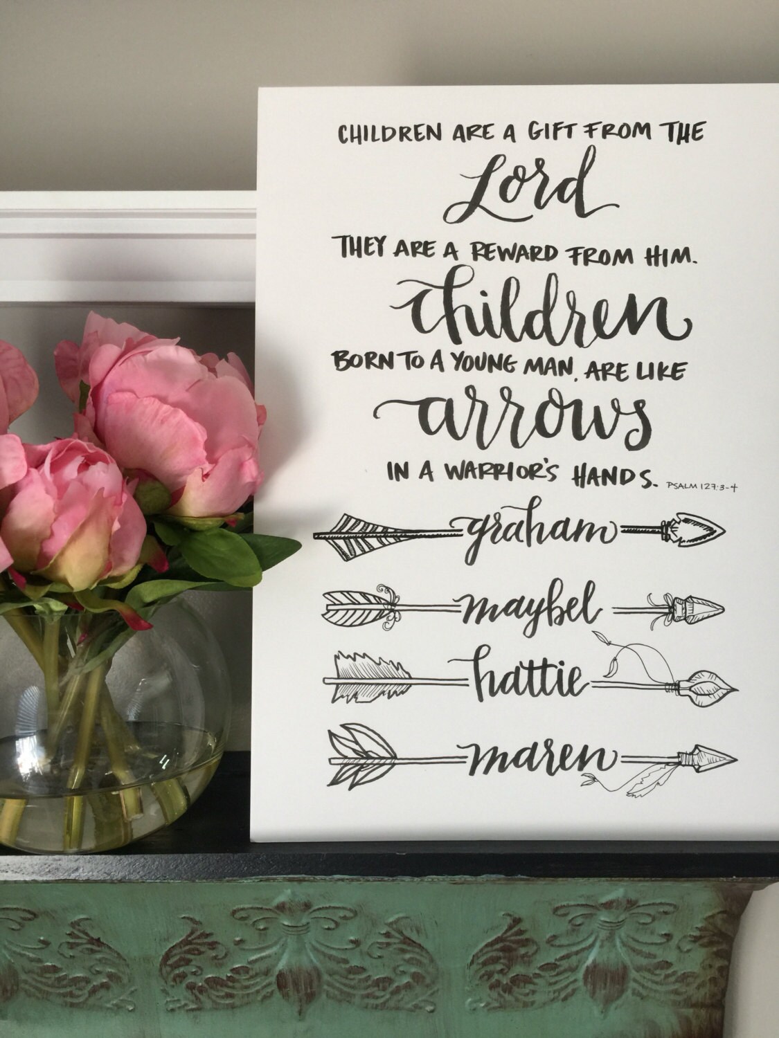 Psalm 1273 4 Custom Calligraphy Design Made To Order