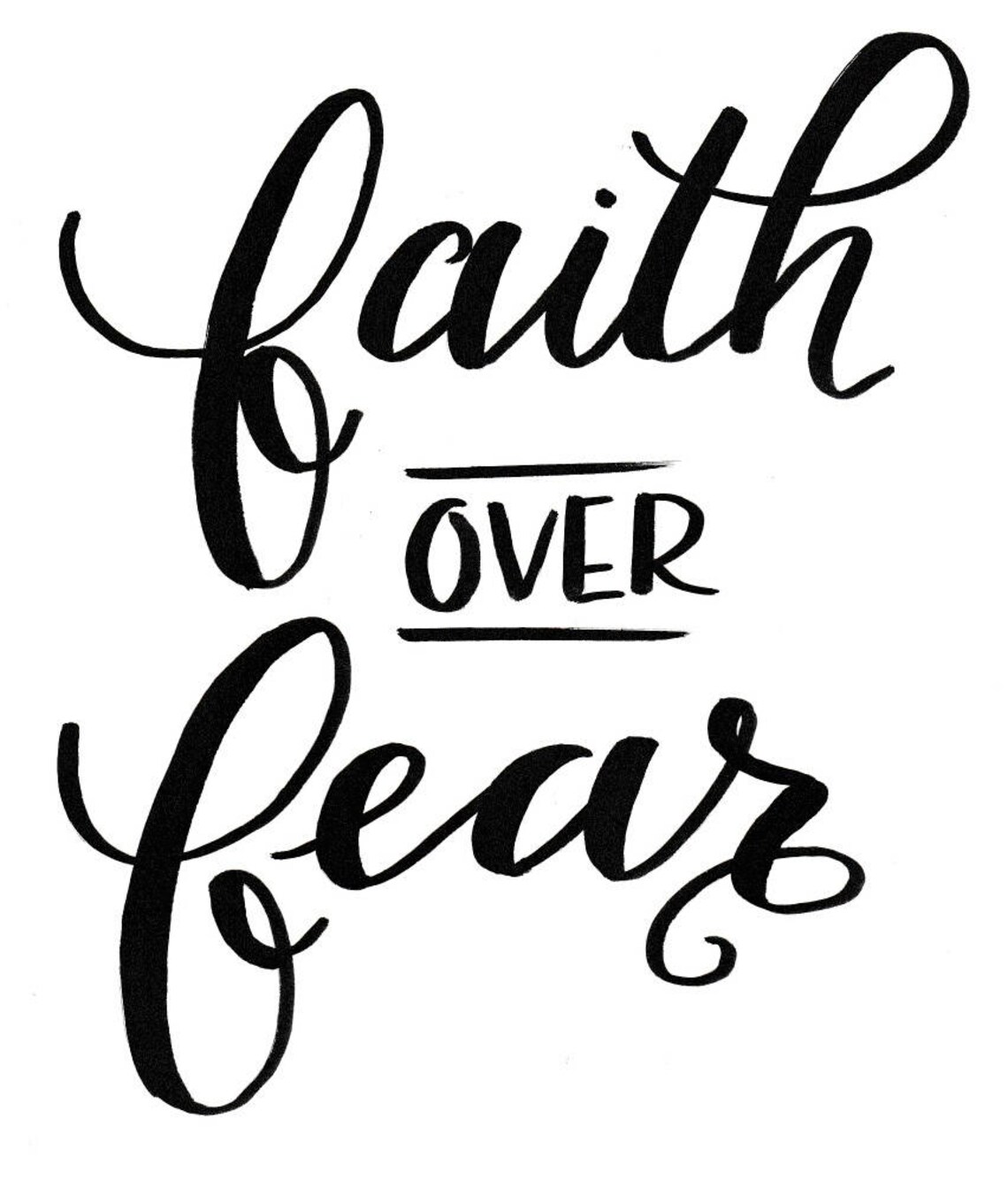 Faith over fear Hand Lettering Digital Download Print | Etsy