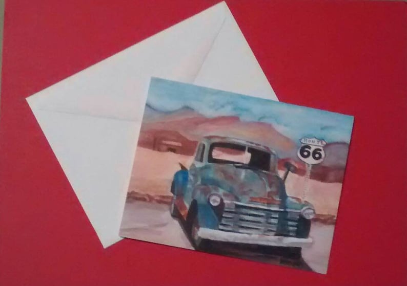 1950 chevy Truck Thank you card aniversary gift frameable art 4inx5in includes white envelope Note card Rustic