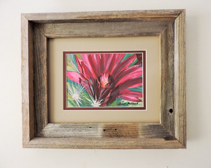 Original Watercolor Painting Southwest Art Cactus Flower Wall Decor