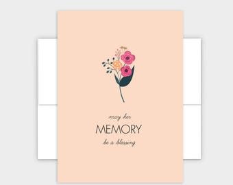 May Her Memory Be A Blessing - Jewish Condolences Card