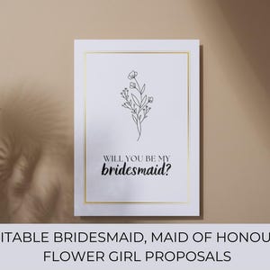 Custom Bridesmaid Proposal Card Printable Proposal Card Maid of Honour Ask Flower Girl Proposal Bridal Party Invitation Wedding Party Card