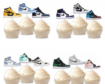Jordan 1s cupcake topper, jordan cake topper, jordan gifts, jordan party, sneaker head, jordan decorations, jordan party decorations