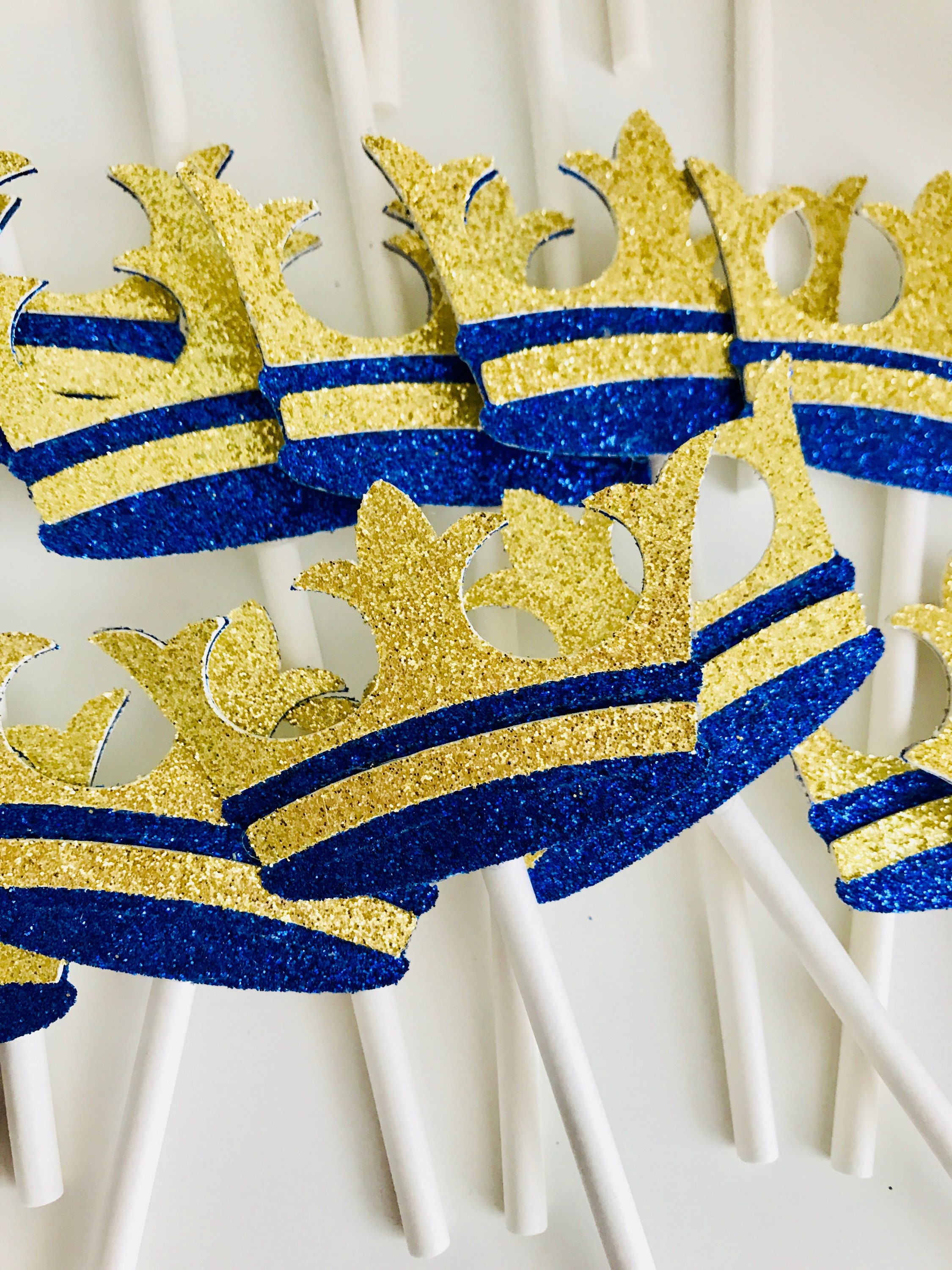 Crown Cupcake Toppers Glitter Cupcake topper Royal cupcake Etsy