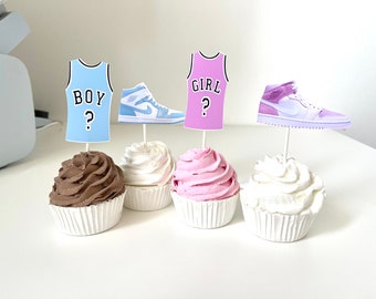 Gender Reveal Jordan cupcake topper, jordan cake topper, jordan gifts, jordan party, sneaker head, jordan decorations