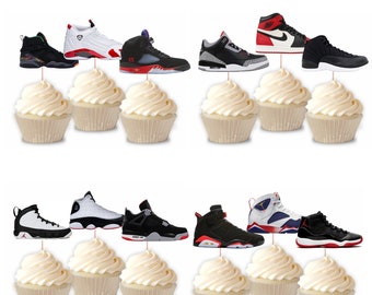 Sneaker cupcake topper, jordan cake topper, jordan gifts, jordan party, sneaker head, jordan decorations, jordan party decorations