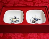 Lenox Winter Greetings Dipping Bowls, Winter Greetings NIB Chickadees, Holiday Dinnerware, Christmas China, Lenox Christmas Dinnerware