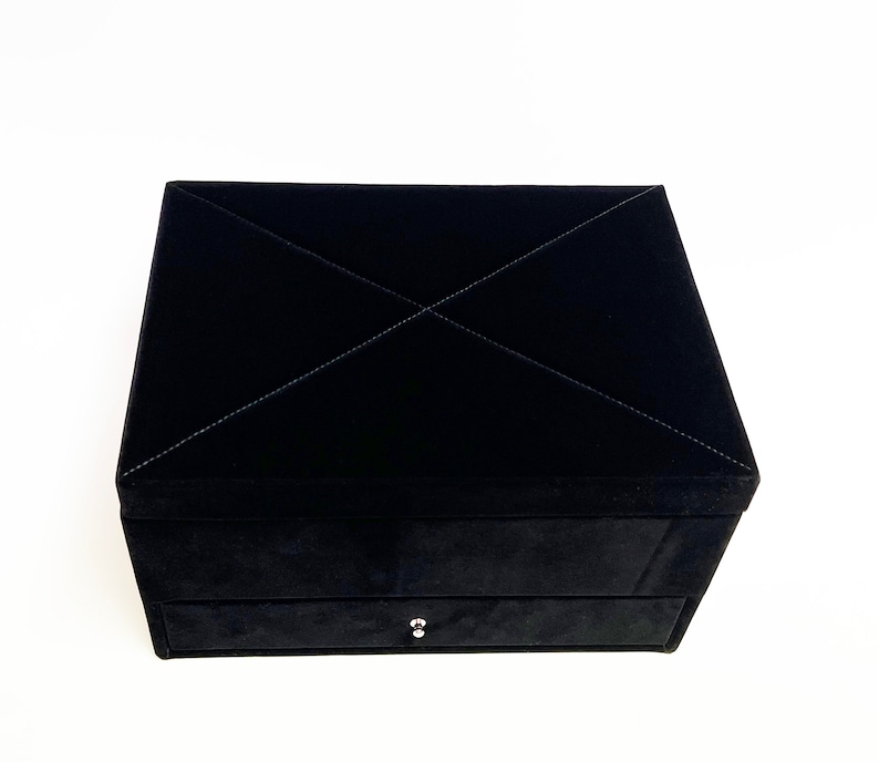 Jewelry Box, Black Velvet Box, Lancolm Black Velvet Jewelry Box, Velvet