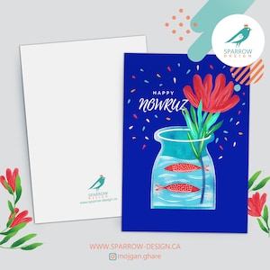 Carte du Nouvel An persan - Norouz | Célébration Haft-Seen | Salutations à l'équinoxe de printemps