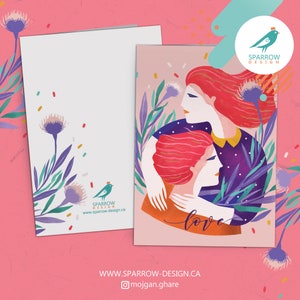 Liebhaber Umarmung - 13x17,8 cm - Süße und schöne Grußkarte - Romantische Liebe - Schatz Feier - Romantik Karte