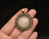 3 Counts Remembrance Photo Locket Round Antiqued Brass Photo Box Pendant Glass Cabochons