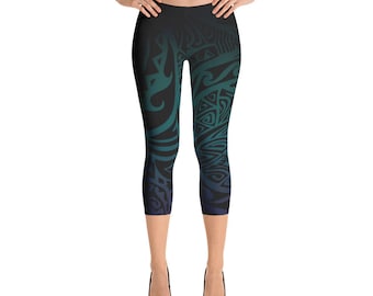 Capri Leggings - Tatou - Midnight Teal & Purple
