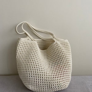 Handmade crochet bag Scandinavian style tote hand knitted tote bag