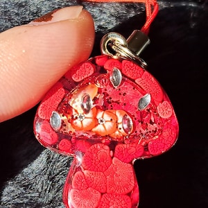 Red Hibiscus Mushroom Shaker Charm