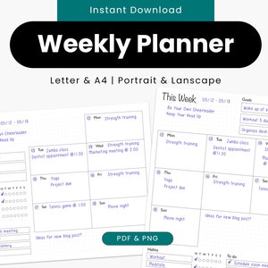 Simple Weekly Planner - Landscape, Portrait