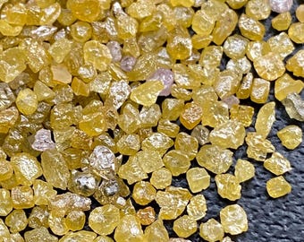 Yellow Rough Uncut Natural Diamond Lot 5TCW Scoop, 1.5-3.5mm