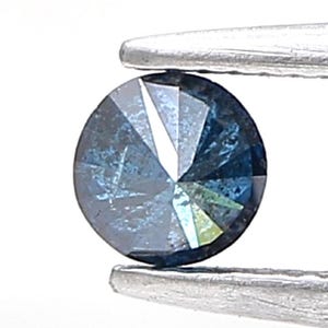 Anel de diamante solto natural com corte brilhante de 3,5 mm, cor azul, 0,22 quilates, para menina