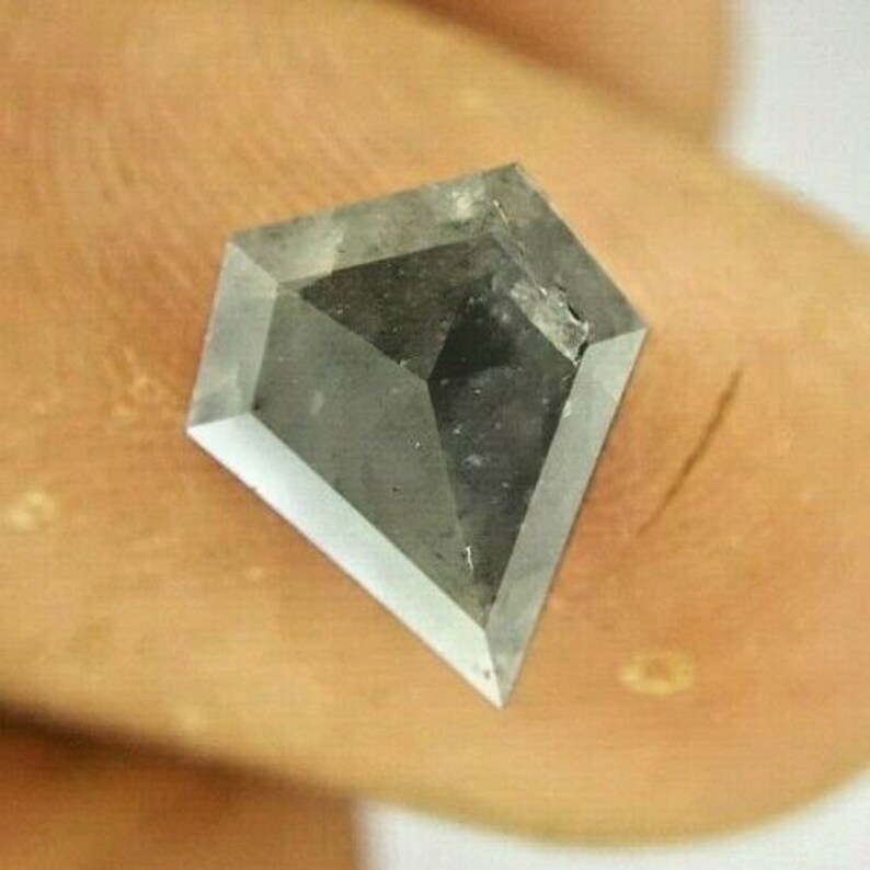 Antique Pentagon Diamond 1.73TCW 10.2 x 9.2 x 2.4 L x B x H MM Gray Pentagon Full Cut Diamond Natural Diamond Real Diamond Gray Diamond