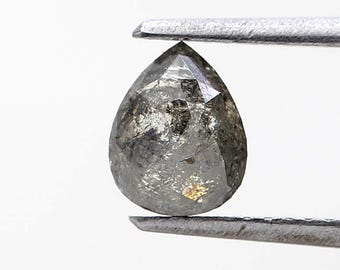 Diamante natural de talla pera de 1+ quilates, 7 mm, color gris, talla rosa, diamante real para hacer un regalo personalizado.