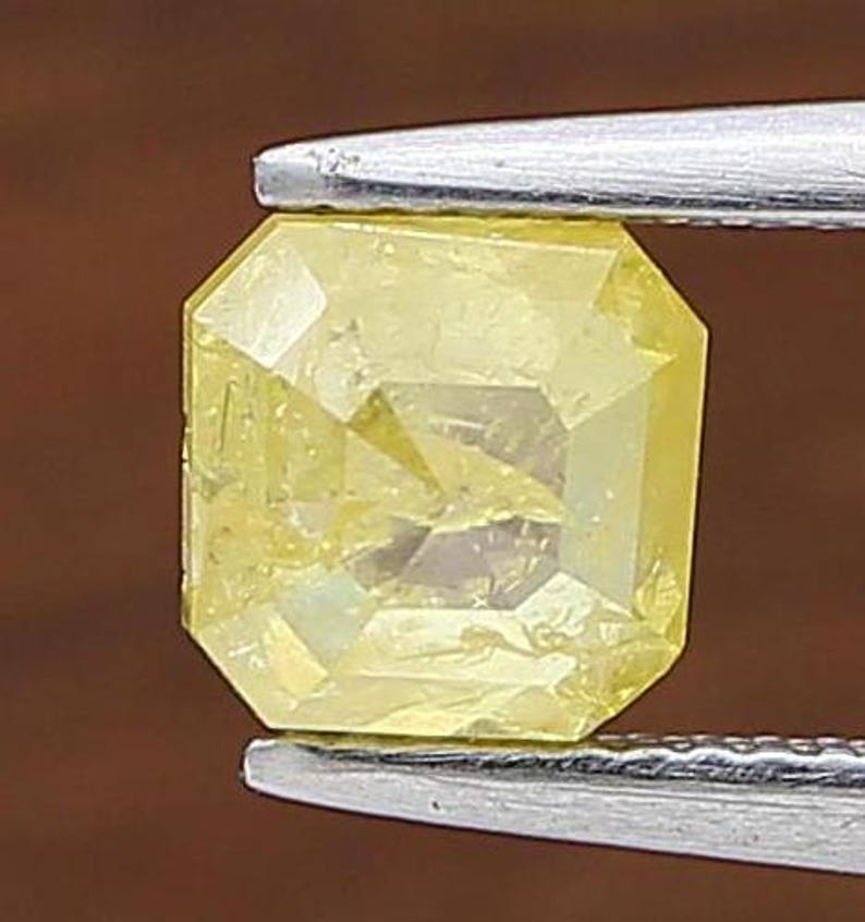 Octagon Shape 0.68 Ct Yellow Diamond - Etsy