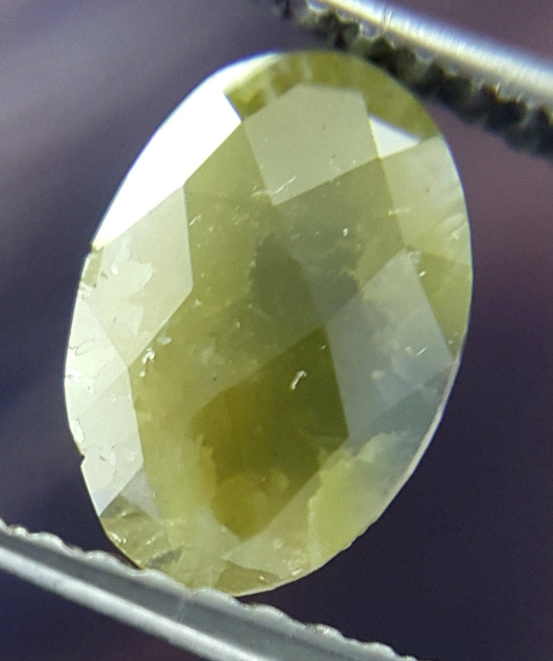 L x B X H oval Shape Rose cut 0.80 TCW 8.4 x 5.9 x 1.6 MM Grayish Green color African Antique Slice Loose Natural Diamond for Ring Jewel