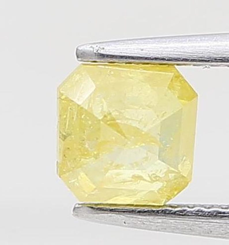 Octagon Shape 0.68 Ct Yellow Diamond - Etsy