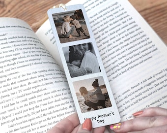 Personalised Metal Photo Booth Bookmark | Metal Book Mark with Tassel | Gift for Dad Mum Friends Gift for Him For Her Mothers Day Gift, Mum