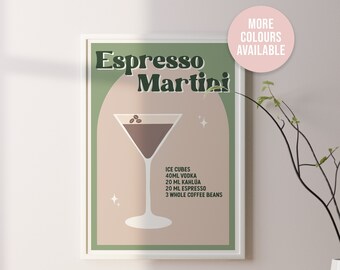 Espresso Martini Cocktail Print: Colorful Bar Wall Art