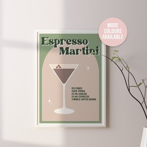Espresso Martini Cocktail Print, Cocktail Drink Bunte Kunst, Bar Prints, Wandkunst, Wanddeko, Alkohol Poster