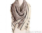 Ivory Brown Blanket Scarf, Silky Feel, Blanket Scarf, Square Scarf