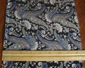 100% Silk Crepe de Chine Paisley - Exclusive Black and Tan Paisley 10 Yard Length