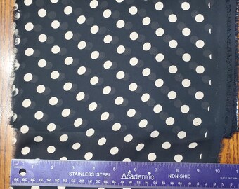 100% Silk Crepe de Chine - 1/2" Tan Dot on Black - 10 Yard Length