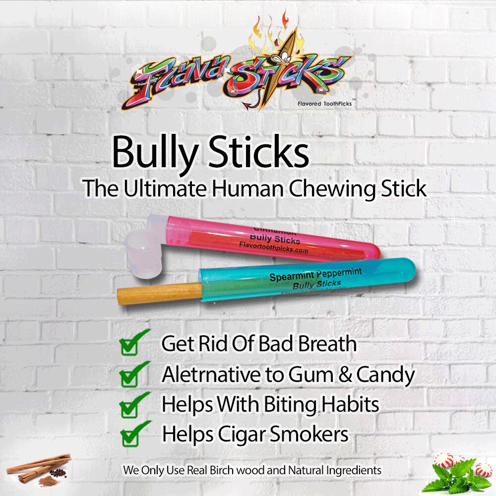 Bully Stick 4 All Natural Wood Flavored Human Chewing Stick in Cinnamon, Mint or Both Etsy