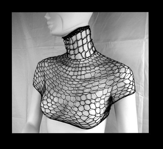 white fishnet crop top short sleeve