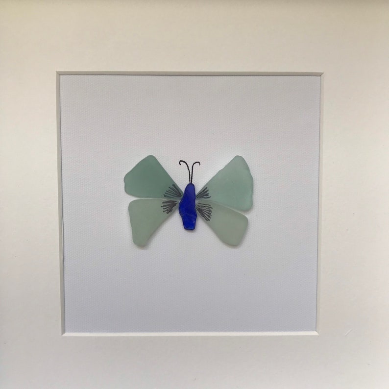 Blue Butterfly Picture Beach Sea Glass Art Butterfly Lover Etsy