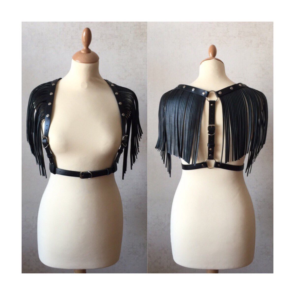 Leather harness Fringe wings 2 in 1 leder burning Etsy