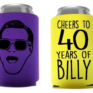 150 Cartoon Pic bday, bday party coolers, beer holders, 30th bday party, custom can coolies, party favors, personal pic cartoon, hbd