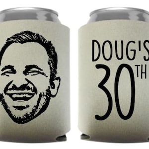 25 Cartoon Pic bday, bday party coolers, beer holders, 30th bday party, custom can coolies, party favors, personal pic cartoon, photo