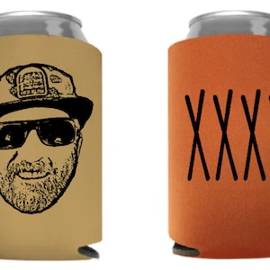 Party pack , faces, custom design can coolers, birthday party favors, celebration of life, retirement, weddings, beer and soda holder