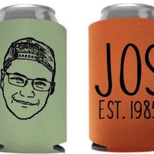 25-pack picture coozies, party favors, birthday celebration gifts for guests, beer coolies, soda shops can insulators, yellowlemondesign, portrait