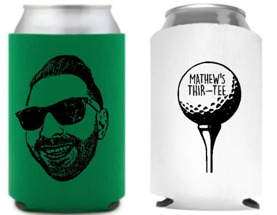 50 personalized golf lover beer can and bottle coolers, keeps drinks cold, can cozy, bday party, stag party, bach, party favor, summer party