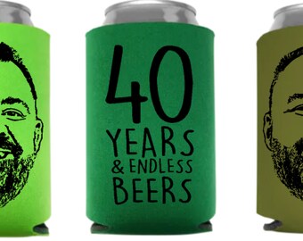50-Pack party , transferred photo printed , personalized birthday party can beer soda coolers, yellowlemondesign, foam bottle