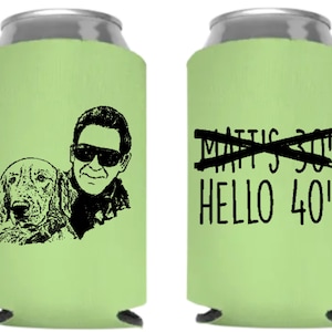 Pacote com 100 coolers personalizados, porta-cerveja com foto, olá anos 40, adeus anos 30, comemoração de festa de aniversário, lembrancinhas para convidados, festa de cerveja, presentes reutilizáveis