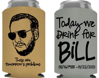 Custom cooler pack, personalized can coolers for birthdays, celebration of life, anniversaries, retirement, photo transfer soda beer cozy