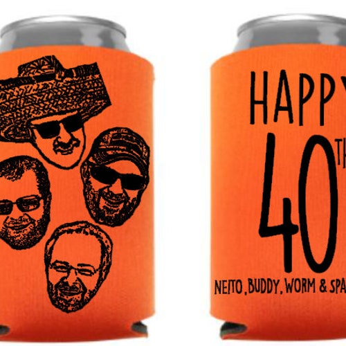 25-pack picture coozies, party favors, birthday celebration gifts for guests, beer coolies, soda shops can insulators, yellowlemondesign, portrait