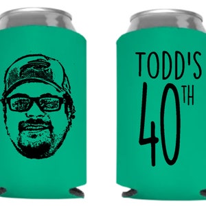 50 lembranças de fotos de desenho animado, em memória, porta-cervejas, festa de 30 anos, latas personalizadas de coolies, lembrancinhas de festa, foto pessoal de desenho animado, foto, rosto