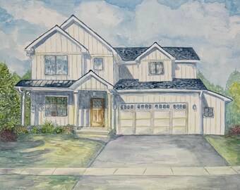 Original Watercolor Farmhouse Painting 11x14 – Southern Charm Entryway Art