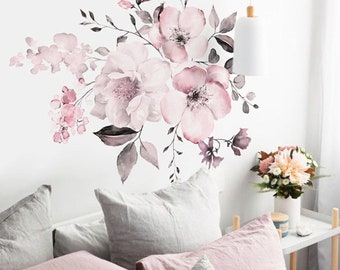 Interior Wall Decal Pond Flower Wall Sticker Large Floral Wall Transfer ne25